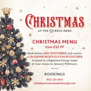 The Queens Arms Edinburgh Christmas Menu 8th November 2022
